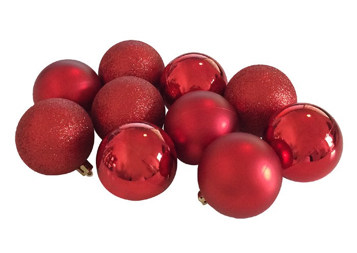 Christbaumkugeln Set Rot 10 Stück Weihnachtskugeln Mix Bruchfest