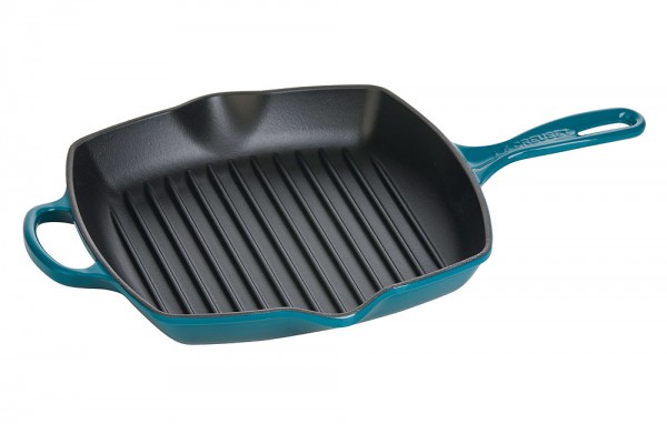 Le Creuset Grillpfanne Quadratisch Signature Gusseisen Deep Teal Petrol 26cm