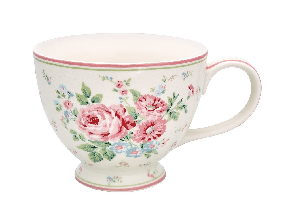 Greengate Teetasse Marley Steingut Weiß Blumen