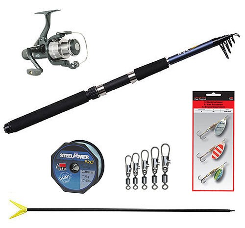 DAM Angel-Set Tele Spinn Angelrute Hecht-Set 12-tlg DAM Angel-Set Tele Spinn Angelrute Hecht-Set 12-tlg