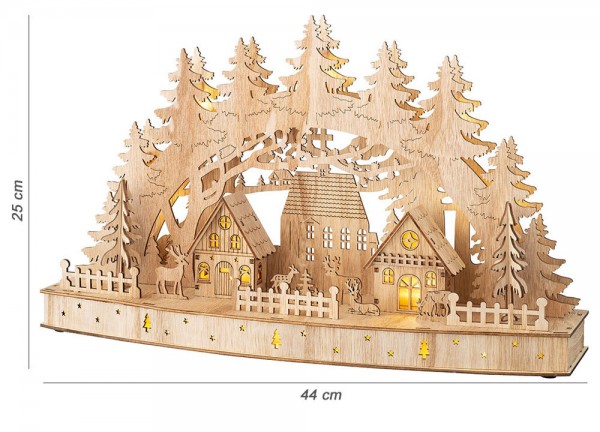 Schwibbogen beleuchtet Lichterbogen Holz Weihnachtsdorf Weihnachten Timer