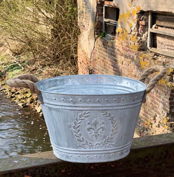 Zinkeimer Pflanzgefäß Oval Lilie Pflanztopf Zink mit Griffen Blumentopf Vintage