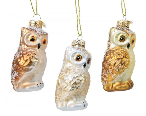 Christbaumschmuck Eule 3 Stück Christbaumanhänger Glas Weihnachtsdeko