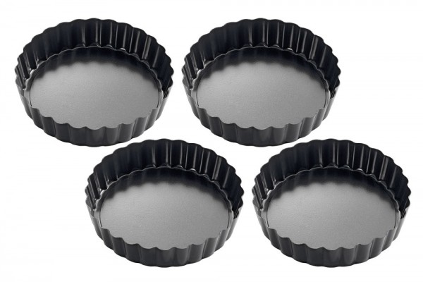 Küchenprofi Back- und Tarteletteform 4er Set Antihaftbeschichtet Schwarz 12cm
