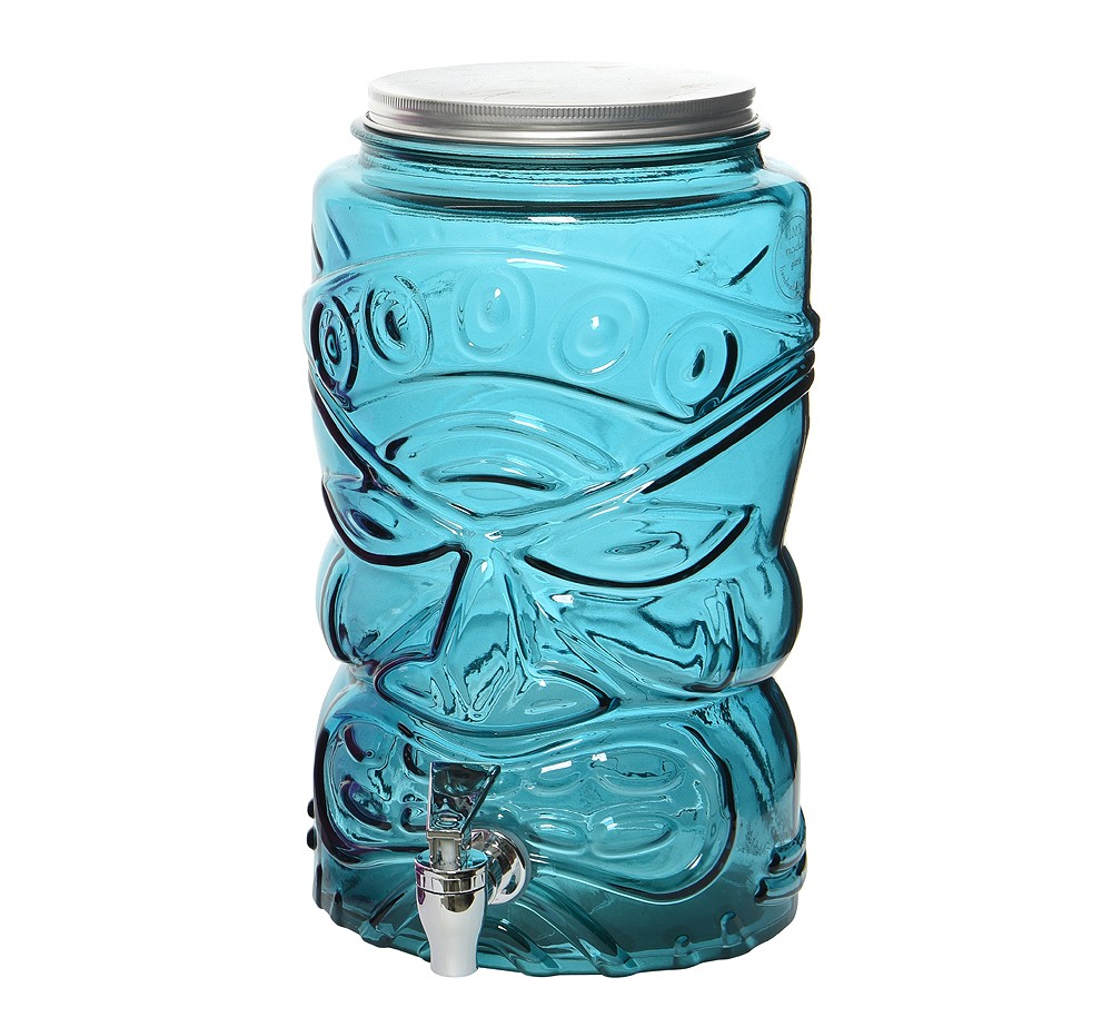 Getränkespender Tiki Bar Glas mit Zapfhahn 6l Hawaii Blau Wasserspender Groß Getränkespender Tiki Bar Glas mit Zapfhahn 6l Hawaii Blau Wasserspender Groß