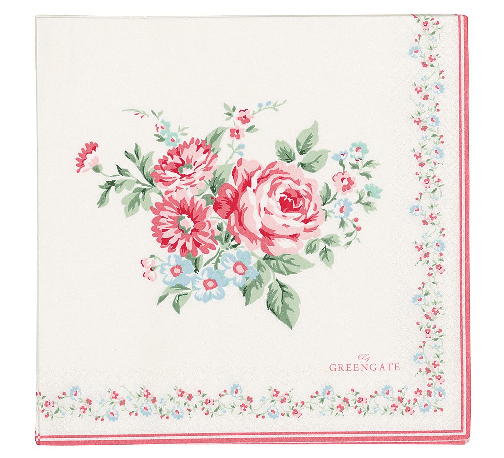 Greengate Papierserviette Marley Pale Pink Blumen 25x25cm - 20 Stück