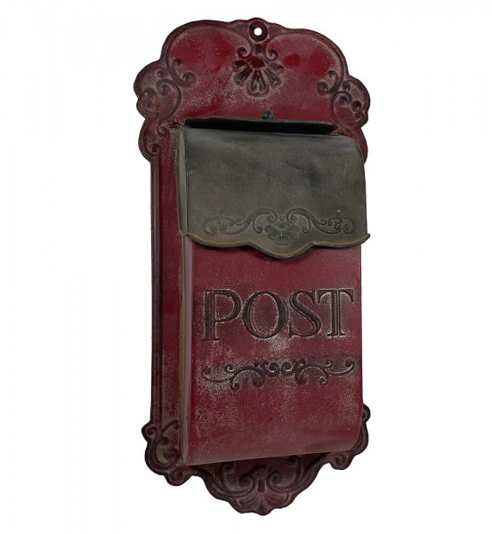 Briefkasten POST Zink Vintage Postkasten Rot patiniert Wandbriefkasten Landhaus