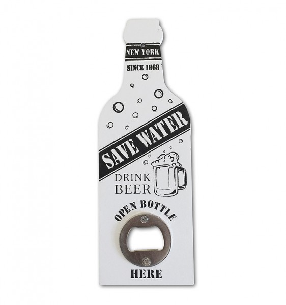 Flaschenöffner SAVE WATER - DRINK BEER New York Vintage Wandflaschenöffner