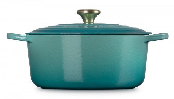 Le Creuset Bräter Signature Rund Gusseisen Bleu Riviera Blau