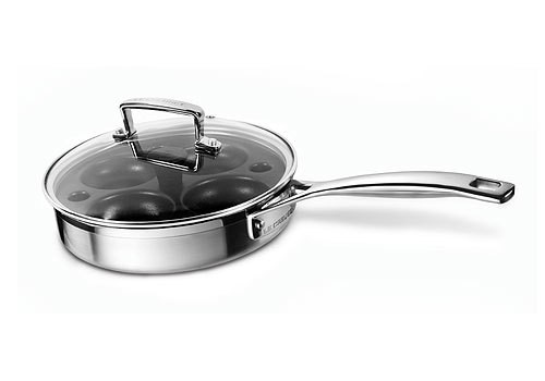 Le Creuset Sautépfanne mit Pochiereinsatz 3-Ply Edelstahl Antihaft 20cm