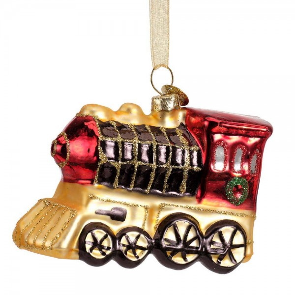 Christbaumschmuck Eisenbahn Zug Rot Grün 2 Stück Christbaumanhänger Echt Glas