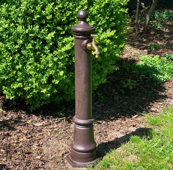 Wasserzapfsäule Wasserzapfstelle für Garten Standbrunnen Antik-Stil Braun 80cm