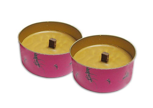 2 Stk Citronella Anti-Mücken- Kerze in Blechdose 10cm pink