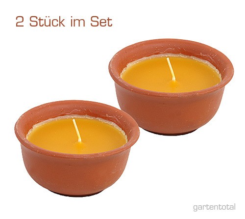 2 Stk Citronella Anti-Mücken- Kerze Terracotta Topf 8cm |Citronella